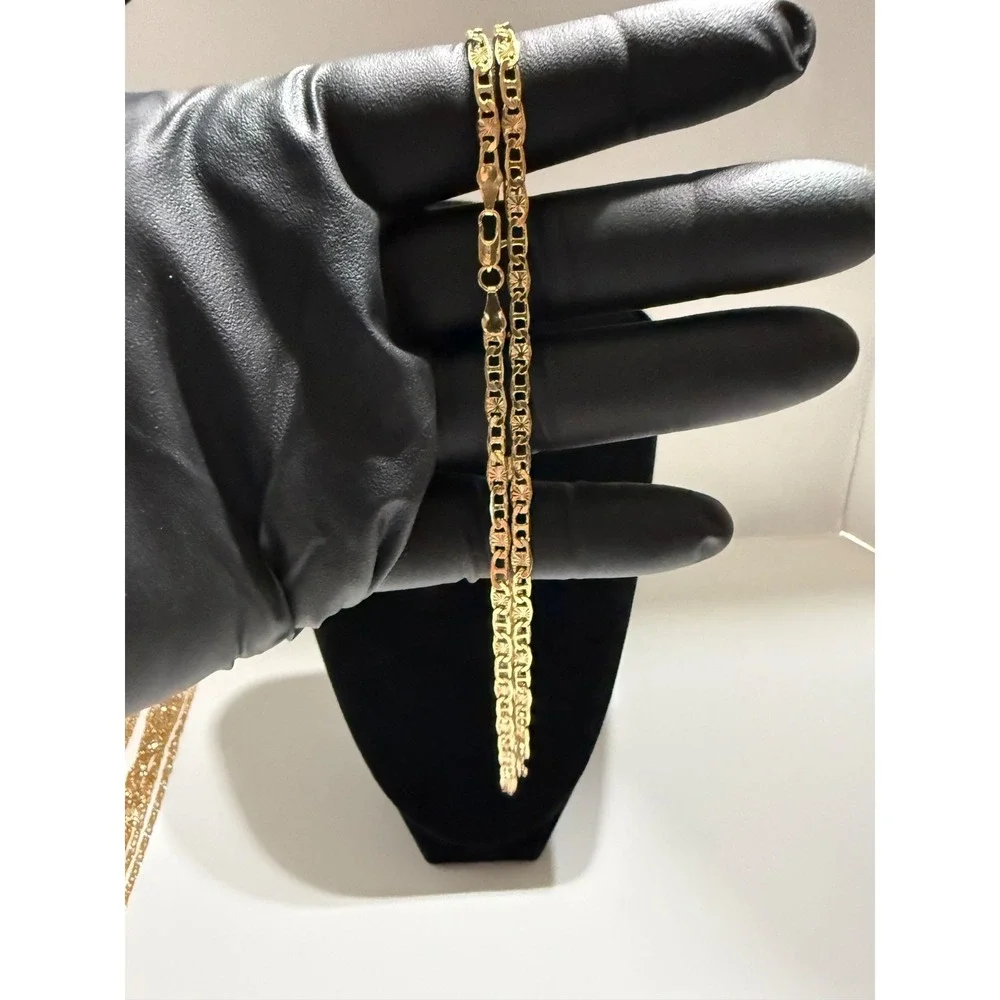 gold nugget cuban necklace chain 18k gold filled 3.75mm 26inch lobster clasp
